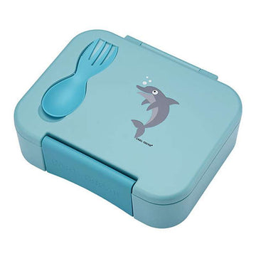 Carl Oscar BentoBOX™ Caja de almuerzo m. CUTElery - Niños - Delfín (Azul claro) 