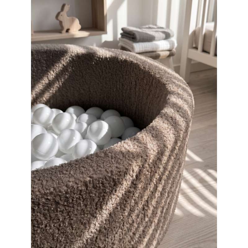 Kid'oh bazén s loptičkami - Teddy - Taupe - s 100 loptičkami - White 