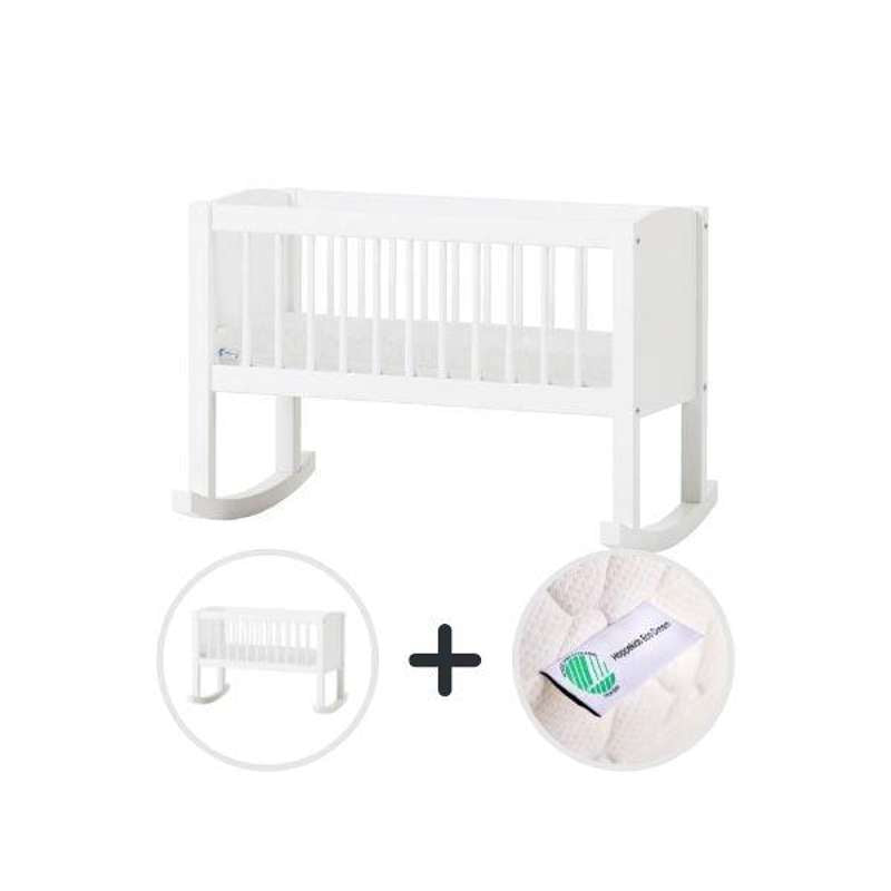 Hoppekids Cradle with ECO Dream Mattress - 40x80 cm. - White 