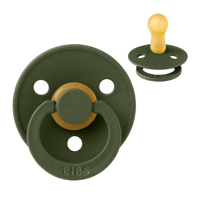 Sucette Bibs Rond Colour - t. 2 - caoutchouc naturel - Vert chasseur 