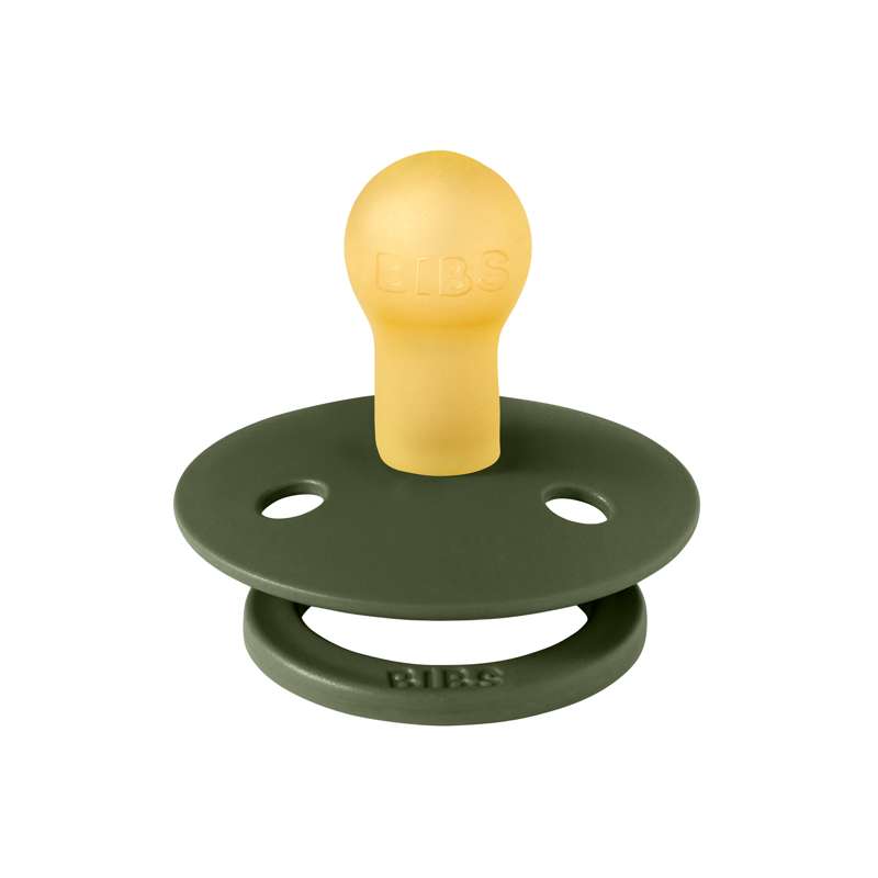 Sucette Bibs Rond Colour - t. 1 - caoutchouc naturel - Vert chasseur 