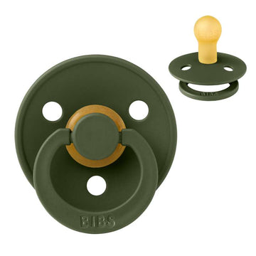 Sucette Bibs Rond Colour - t. 1 - caoutchouc naturel - Vert chasseur 