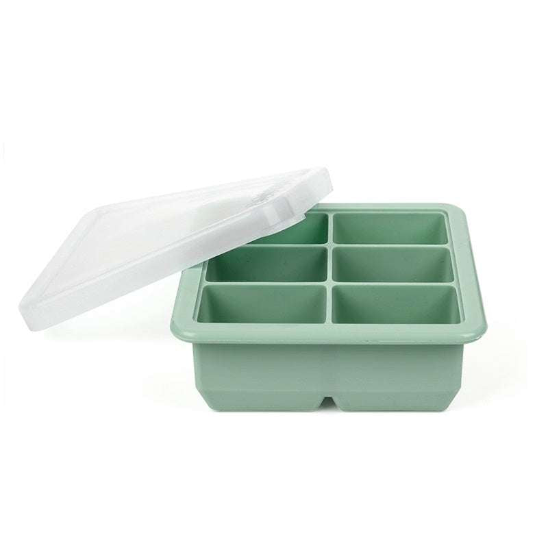 Haakaa Bac à glaçons en silicone avec couvercle - 6 compartiments - Vert pois 
