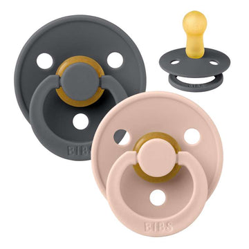 Bibs Ronde Colour Fopspeen - 2-Pack - mt. 2 - natuurrubber - Ijzer/Blush 