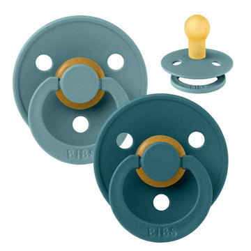 Bibs Ronde Colour Fopspeen - 2-Pak - mt. 1 - natuurrubber - Eiland Zee/Bosmeer 