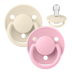 BIBS Sucette Ronde De Lux - lot de 2 - Onesize - Silicone - Ivory/Baby Pink