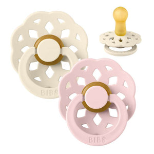 BIBS Runder Boheme Schnuller - 2er-Pack - Gr. 2 - Naturkautschuk - Ivory/Blossom