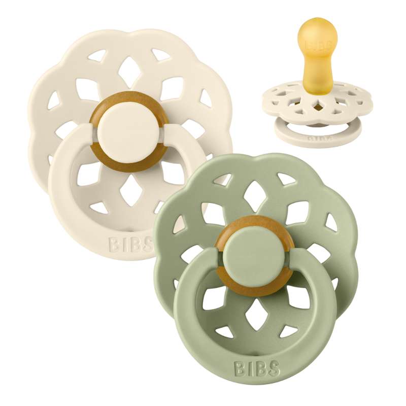 Bibs Boheme Pacifier - 2-Pack - sz. 1 - natural rubber - Ivory/Sage 