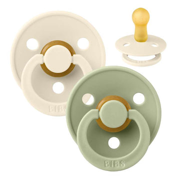 Bibs Round Colour Pacifier - 2-Pack - sz. 2 - natural rubber - Ivory/Sage 