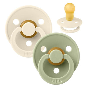 Bibs Rund Colour Schnuller - 2er-Pack - Gr. 3 - Naturkautschuk - Elfenbein/Salbei 