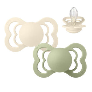 BIBS Sucette Supreme symétrique - Lot de 2 - Taille 2 - Silicone - Ivory/Sage