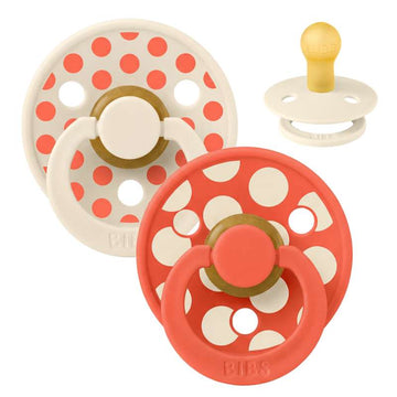 BIBS Rund Colour Sut - 2-Pak - Str. 1 - Naturgummi - Mix Polka Studio - Ivory/Tango