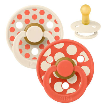 BIBS Rund Colour Sut - 2-Pak - Str. 2 - Naturgummi - Mix Polka Studio - Ivory/Tango
