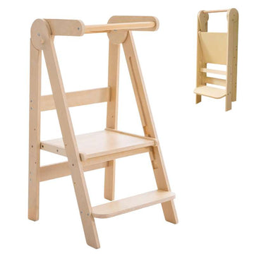 Kid'oh Learning Tower - Foldable - Wood - Natural 