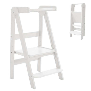 Kid'oh Learning Tower - Foldable - Wood - White 