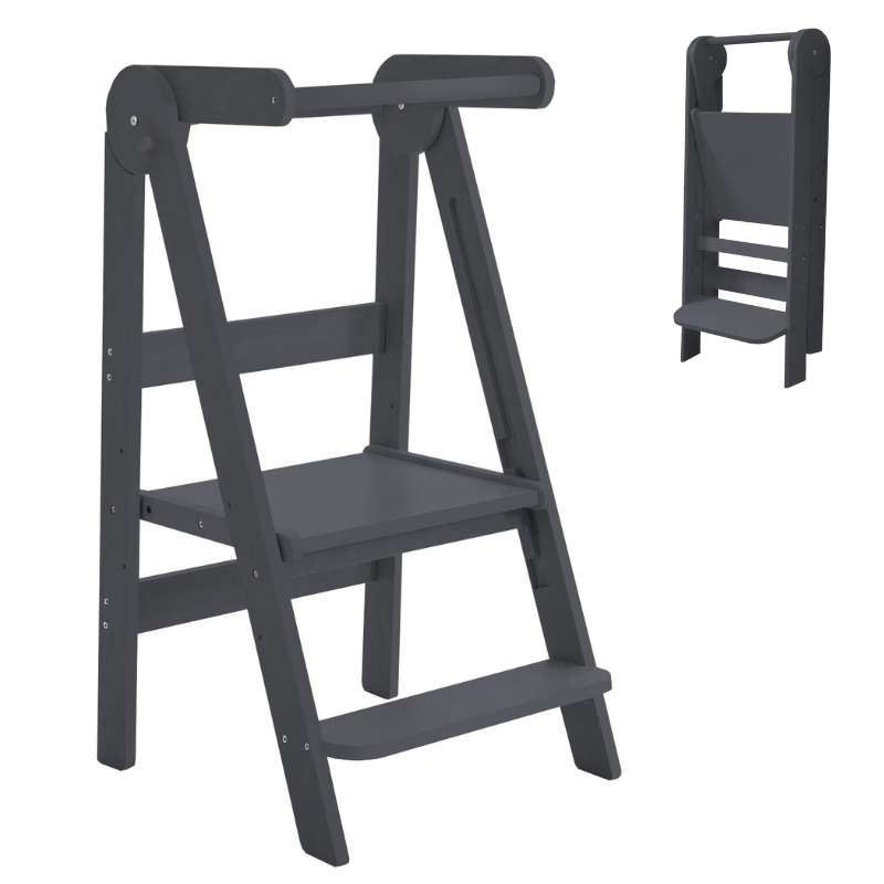 Kid'oh Learning Tower - Foldable - Wood - Gray 