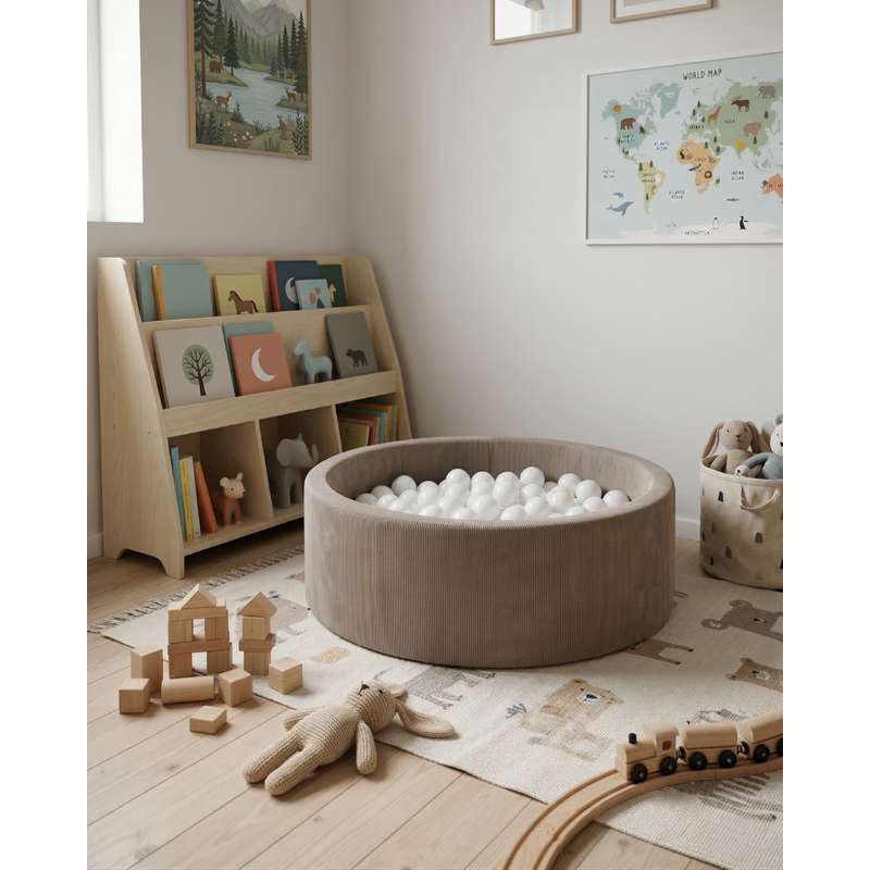 Kid'oh Bassin à boules - Tissu étroit - Lotus - avec 100 boules - Blanc 