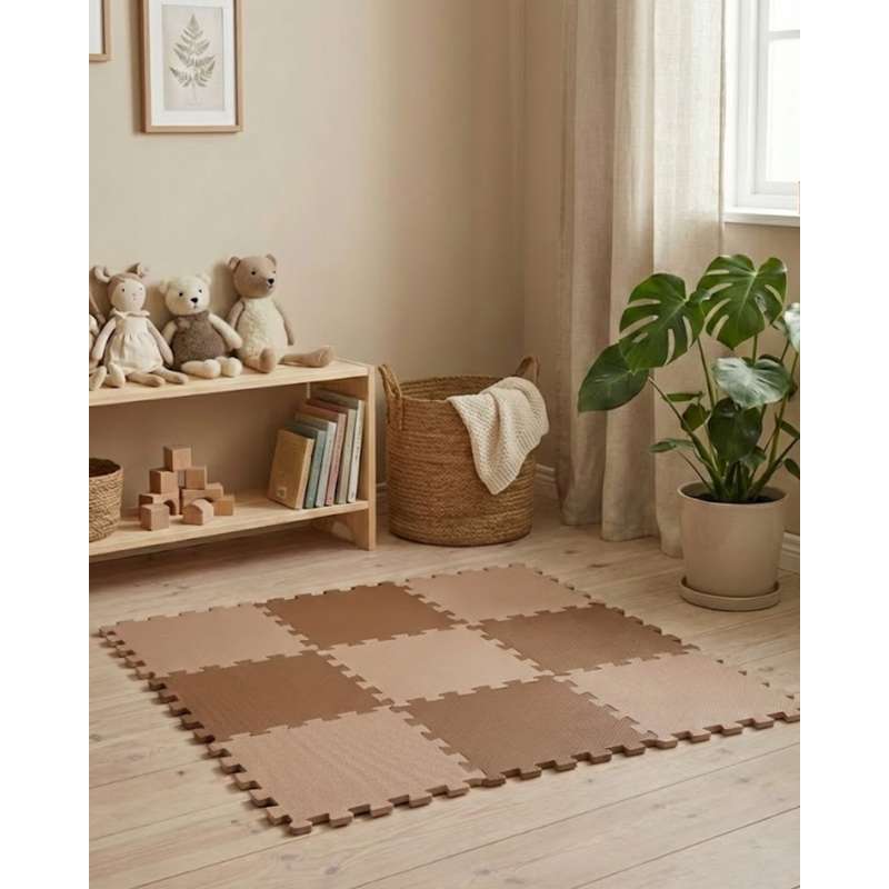 Kid'oh Schuim speelvloer - 2 x 9 tegels - Caramel/Nougat 