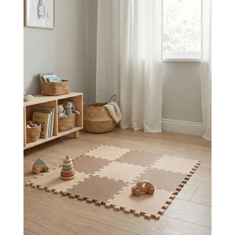 Kid'oh Schuim speelvloer - 2 x 9 stukken - Nougat/Zand 