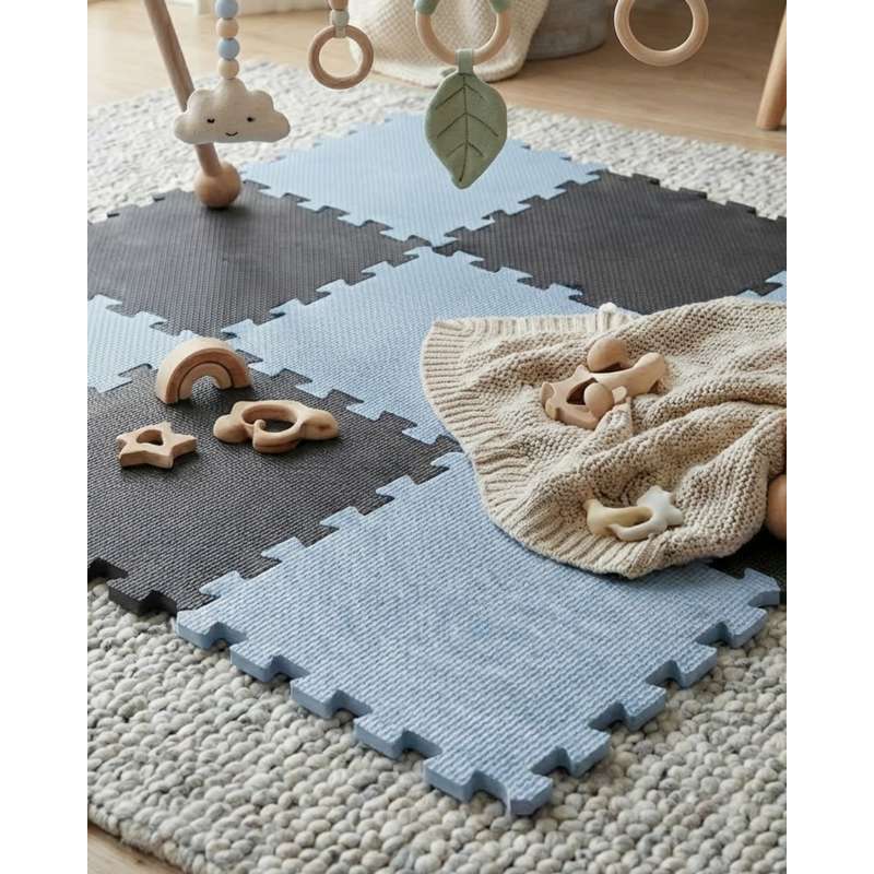 Kid'oh Schuim speelvloer - 2 x 9 tegels - Antraciet/Stofblauw 