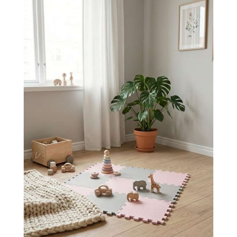 Kid'oh Schuim speelvloer - 2 x 9 tegels - Rock/Dusty Rose 