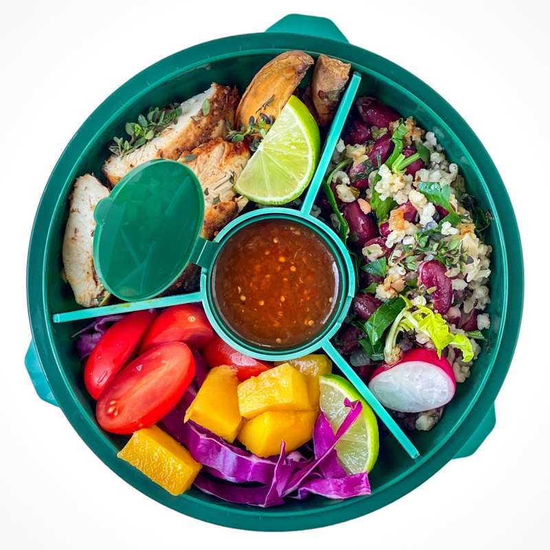 Yumbox Pojemnik na jedzenie - Poke Love Bowl - 4 przegrody - Zielony jarmuż 