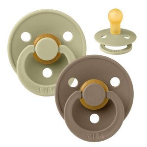 Bibs Rund Colour Schnuller - 2er-Pack - Gr. 1 - Naturkautschuk - Khaki/Dunkel-Eiche 