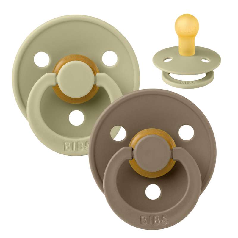 Succhietto Bibs Rotondo Colour - 2-Pak - tg. 1 - gomma naturale - Khaki/Quercia Scura 