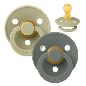 Bibs Rund Colour Schnuller - 2-Pack - Gr. 2 - Naturkautschuk - Khaki/Kiefer 