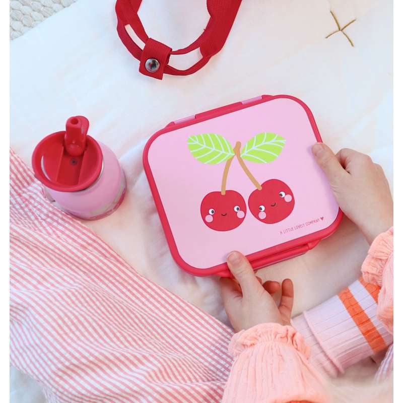 A Little Lovely Company Broodtrommel m. 3 vakken - Happy Cherries 