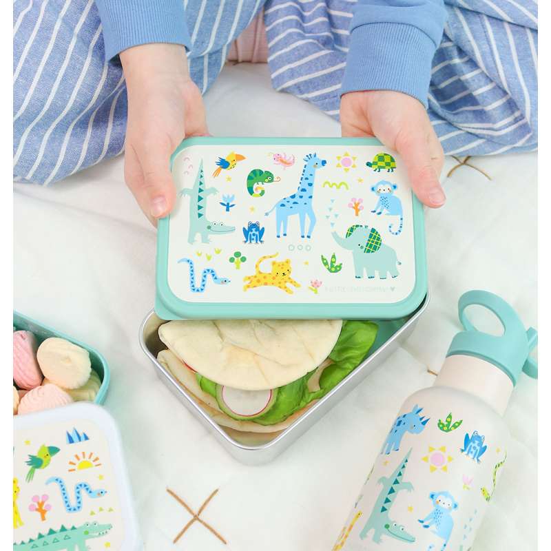 A Little Lovely Company Lunchbox - 1 vak - Roestvrij staal met PP-deksel - Jungle 