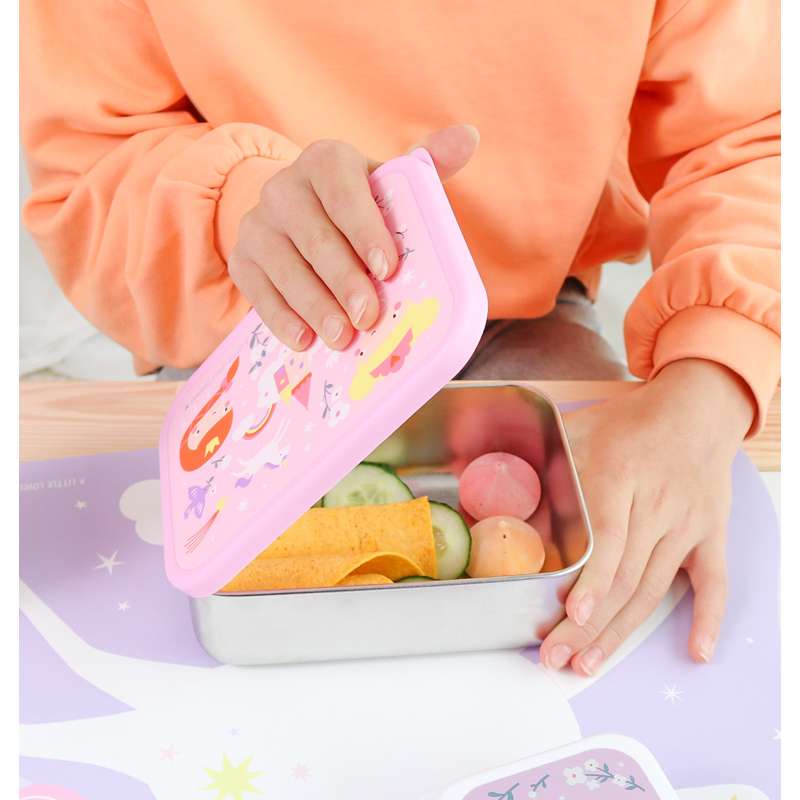 A Little Lovely Company Lunchbox - 1 vak - Roestvrij staal m. PP-deksel - Princesses 