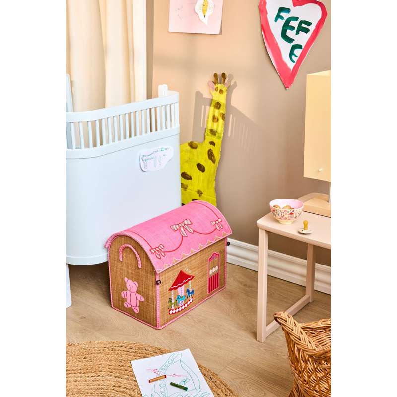 RICE Raffia Aufbewahrungshaus - Jahrmarkt Thema - Mittel - Pink