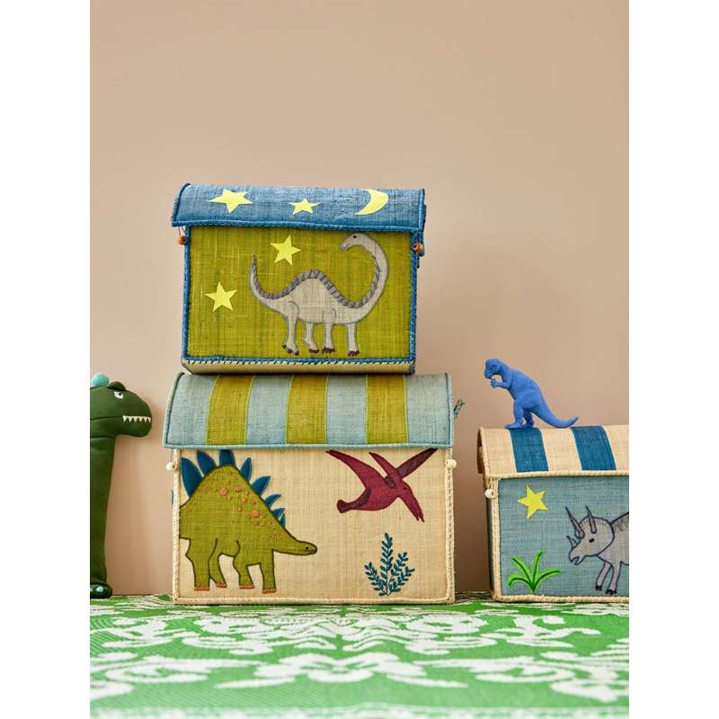 RICE Domki do przechowywania Raffia - Nowe Dinosaur - 3 szt. 