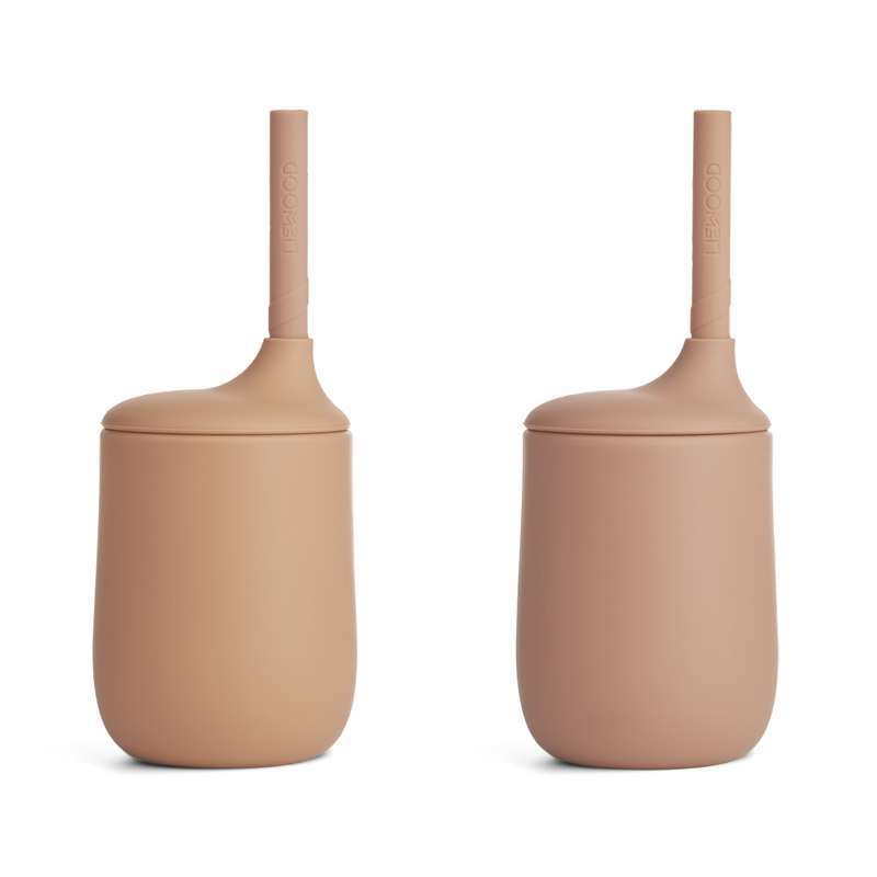 Liewood Ellis Tudkopper con Coperchio e Cannucce - 2-pacchetto - Silicone - Tuscany Rose/Pale Tuscany Mix 