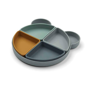 Liewood Arne Talíř s 4 vložkami - Silikon - Pan Medvěd/Modrá mlha Multi Mix 