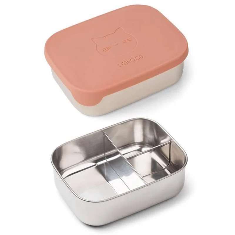 Liewood Артур Разделен Обяд - Стомана/Силикон - Котка/Тъмен Розов 