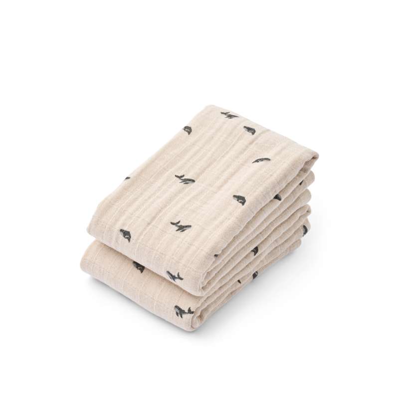 Liewood Lewis Muslin Tekstilbleier - 2-pak - Mini Hval/Sand 