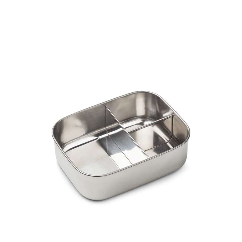 Liewood Arthur divided lunchbox - Steel/Silicone - Race Cars/Beach blue 