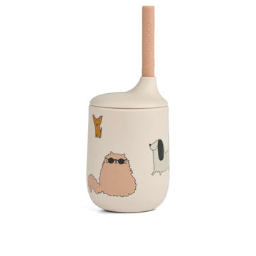 Liewood Ellis Tudekop s. Nízkým a Sugerør - 230ml - Kočky a Psi/Písek 
