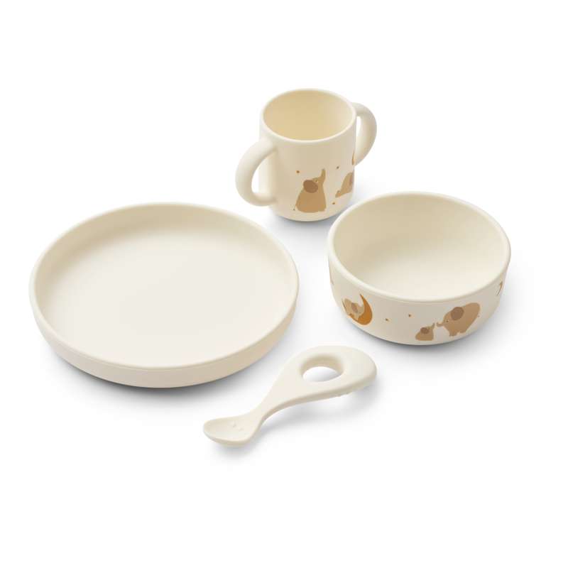 Liewood Vivi Baby Ruokailusarjat - 4 osaa - Silikoni - Elefantti/Creme de la Creme 