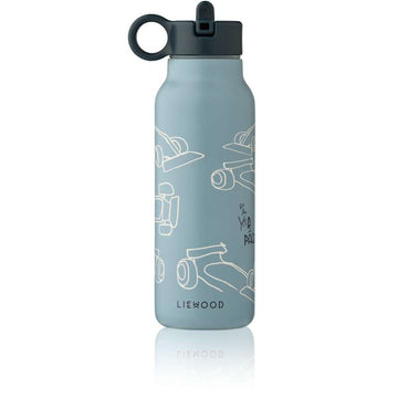 Liewood Falk Drinking Bottle - Stainless Steel - 350ml - Race Cars/Beach blue 