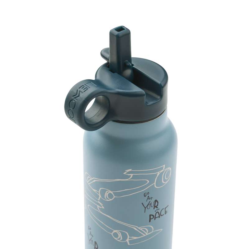 Liewood Bouteille à boire Falk - Acier inoxydable - 350 ml - Race Cars/Bleu plage 