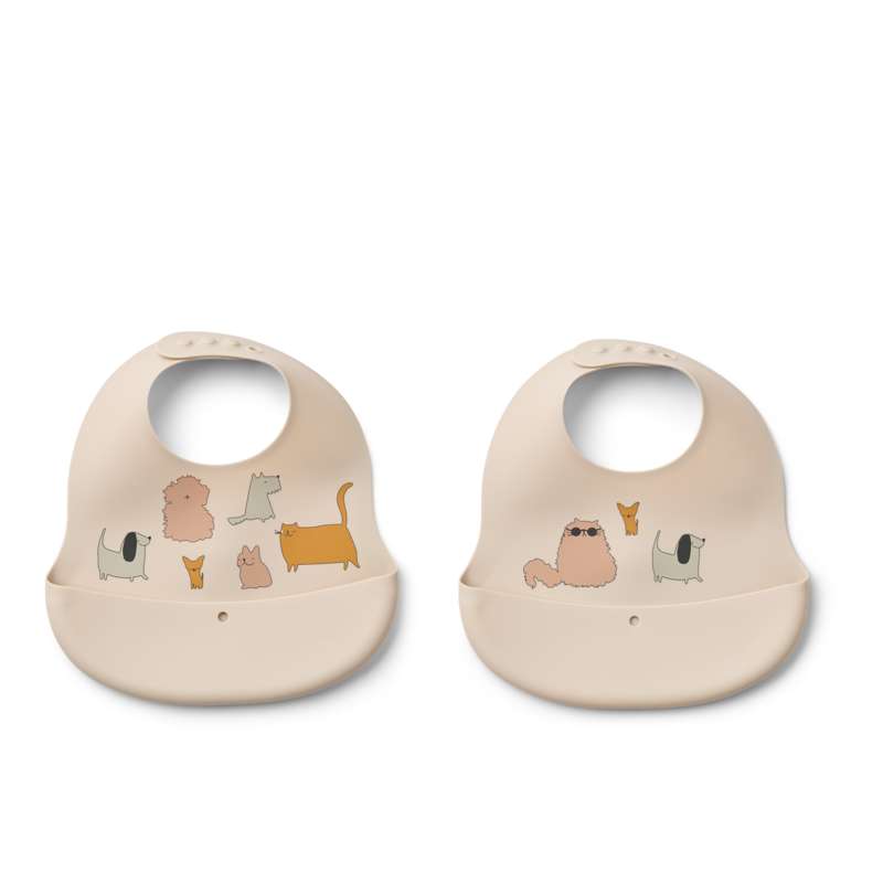 Liewood Ember Hagesmæk - 2er-Pack - Katzen und Hunde/Sandy 