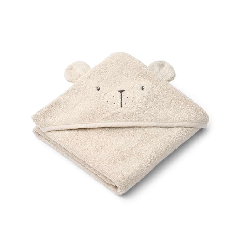 Liewood Albert Bath Towel with Hood - Baby - Isbjørn - Sandy 
