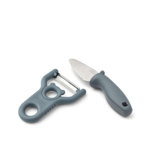 Liewood Pertense Scrapers and Knife Set - Whale Blue 