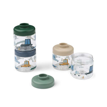 Liewood Dominique Small Snack Boxes - Tritan - 4-pack - 100ml - Cars/Sandy 