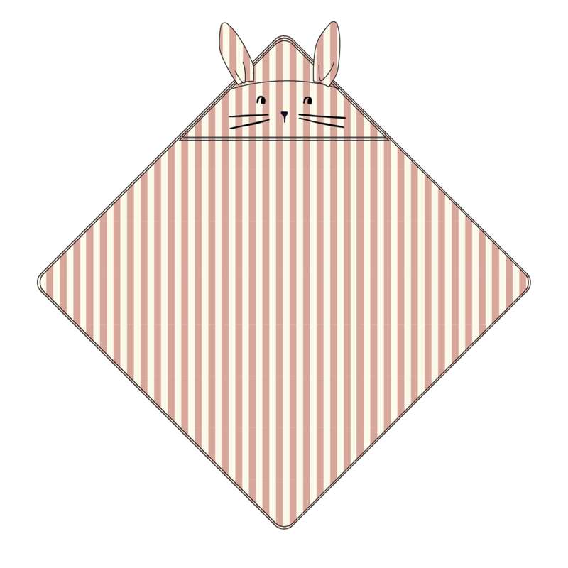 Liewood Albert Badehåndklæde m. Hætte - Coral Blush/Creme de la Creme Stripe 