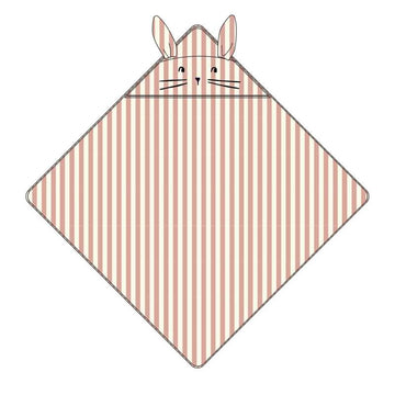 Liewood Albert Badehåndklæde m. Hætte - Coral Blush/Creme de la Creme Stripe 
