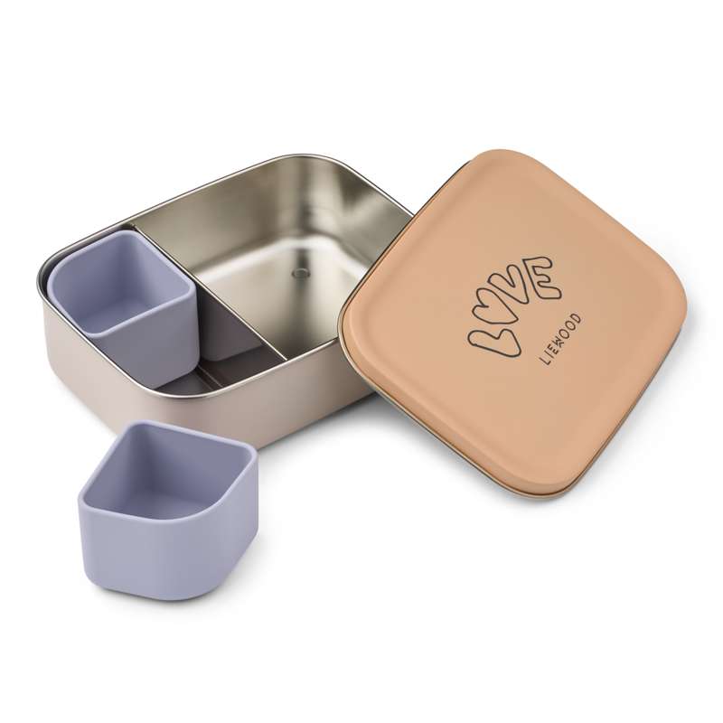 Liewood Nina boîte à lunch - Acier/Silicone - Love/Pale Tuscany 